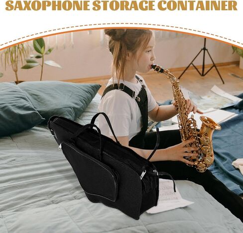 Toddmomy Portable Waterproof Alto Saxophone Case with Shockproof Protection, Dual Backpack Straps, Black Travel Sax Storage Bag for Instrument Carry and Outdoor Use in Kuwait
