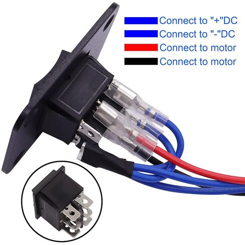 TWTADE Momentary Polarity Reverse Switch 12V DC 10A 6 Pin 3 Position Up Down Control Motor (ON)-Off-(ON) Rocker Toggle Switch with Panel,Wires,Screws in Kuwait
