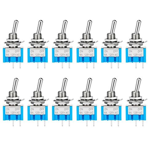 12 PCS Mini Toggle Switch, 2 Pin 2 Position Micro Rocker Switches, SPST Miniature Small Flat Toggle Switch ON/Off, Miniature ON/Off-Switch, 6A 125V in Kuwait