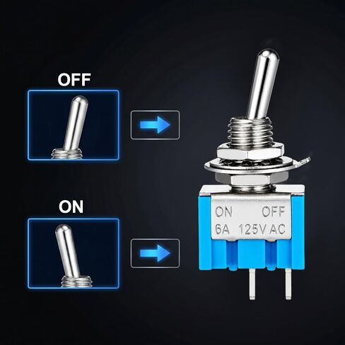 12 PCS Mini Toggle Switch, 2 Pin 2 Position Micro Rocker Switches, SPST Miniature Small Flat Toggle Switch ON/Off, Miniature ON/Off-Switch, 6A 125V in Kuwait
