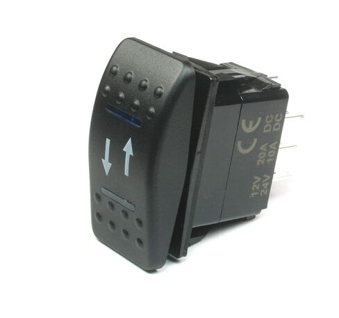 (HO #25) MOMENTARY Rocker Switch DPDT 20A 12vdc Lighted RED Lens Up/Down Arrows 7 Pins in Kuwait