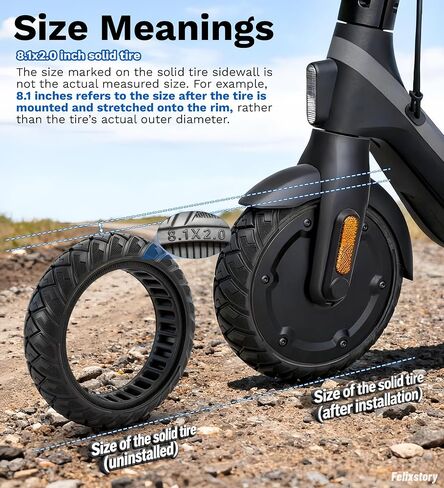 إطار سكوتر 8.1 بوصة، إطار صلب للطرق الوعرة 8.1 × 2.0، مناسب لـ Segway Ninebot E2/ E2 Plus، يناسب سكوتر Xiaomi 4 Go، مقاوم للانفجار، غير قابل للانزلاق، أسود in Kuwait