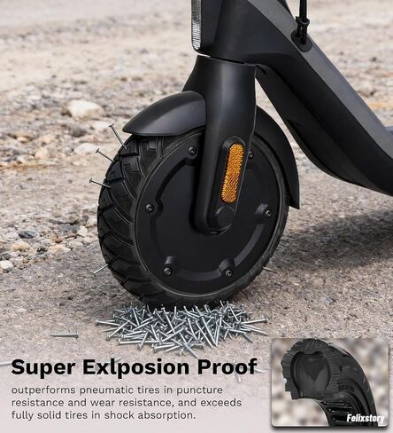 إطار سكوتر 8.1 بوصة، إطار صلب للطرق الوعرة 8.1 × 2.0، مناسب لـ Segway Ninebot E2/ E2 Plus، يناسب سكوتر Xiaomi 4 Go، مقاوم للانفجار، غير قابل للانزلاق، أسود in Kuwait
