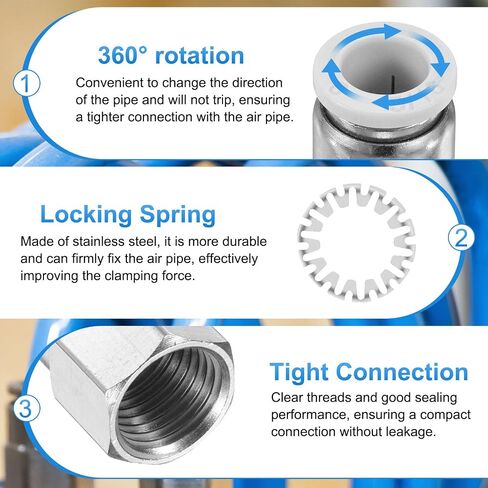 HARFINGTON Push to Connect Fittings 5/16" Tube OD x 1/4" NPT Thread Female Straight Pneumatic Tube Fittings PCF5/16-N02 Quick Connect Air Line Fittings Air Hose Fittings, White in Kuwait