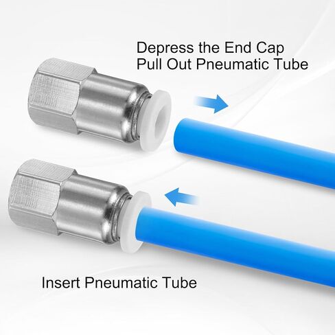 HARFINGTON Push to Connect Fittings 5/16" Tube OD x 1/4" NPT Thread Female Straight Pneumatic Tube Fittings PCF5/16-N02 Quick Connect Air Line Fittings Air Hose Fittings, White in Kuwait