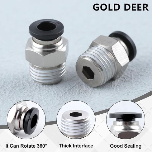 10 PCS Push to Connect Tube Fitting PC 6mm Od x 1/4" BSPT Thread Male Straight Union Fittings Push Male Air Tool Fit Connector Quick Release Air Fittings in Kuwait