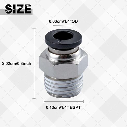 10 PCS Push to Connect Tube Fitting PC 6mm Od x 1/4" BSPT Thread Male Straight Union Fittings Push Male Air Tool Fit Connector Quick Release Air Fittings in Kuwait
