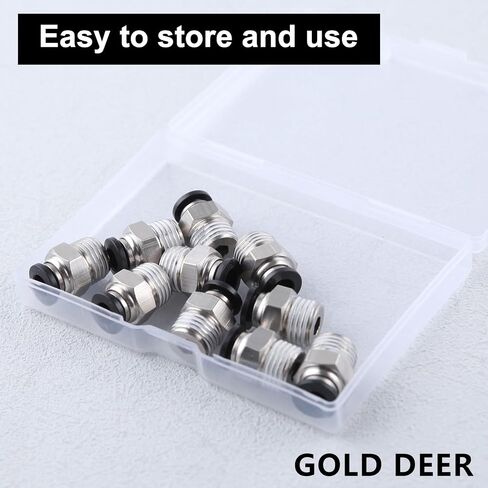 10 PCS Push to Connect Tube Fitting PC 6mm Od x 1/4" BSPT Thread Male Straight Union Fittings Push Male Air Tool Fit Connector Quick Release Air Fittings in Kuwait
