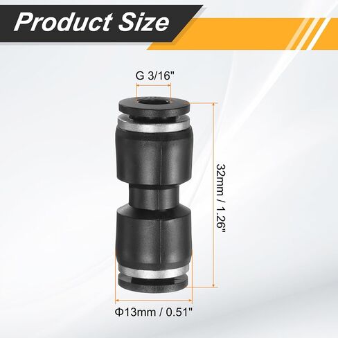 HARFINGTON 5pcs Push to Connect Fittings g 3/16 Tube OD Straight Pneumatic Adapter Quick Connector Air Line Hose Fitting for Water Air Oil Pipe, Black in Kuwait