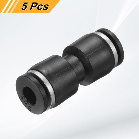 HARFINGTON 5pcs Push to Connect Fittings g 3/16 Tube OD Straight Pneumatic Adapter Quick Connector Air Line Hose Fitting for Water Air Oil Pipe, Black in Kuwait