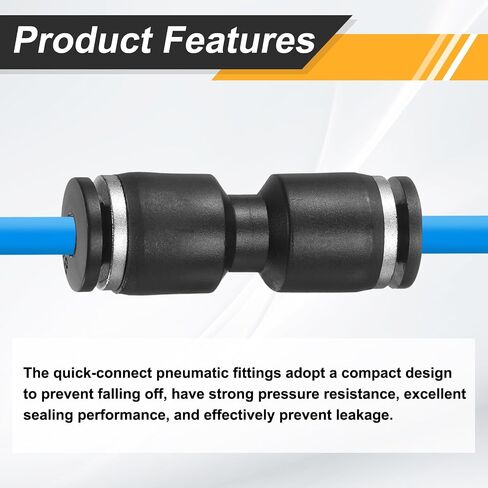HARFINGTON 5pcs Push to Connect Fittings g 3/16 Tube OD Straight Pneumatic Adapter Quick Connector Air Line Hose Fitting for Water Air Oil Pipe, Black in Kuwait