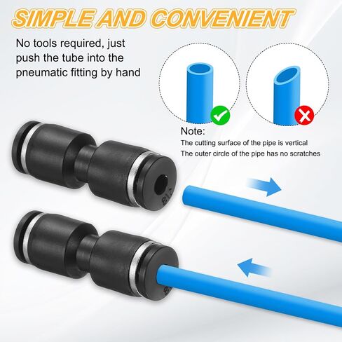 HARFINGTON 5pcs Push to Connect Fittings g 3/16 Tube OD Straight Pneumatic Adapter Quick Connector Air Line Hose Fitting for Water Air Oil Pipe, Black in Kuwait