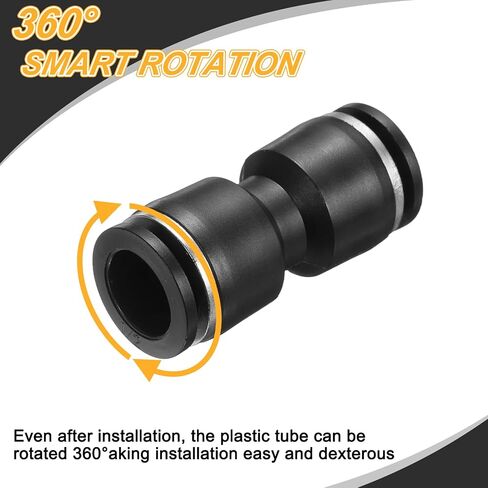 HARFINGTON 5pcs Push to Connect Fittings g 3/16 Tube OD Straight Pneumatic Adapter Quick Connector Air Line Hose Fitting for Water Air Oil Pipe, Black in Kuwait