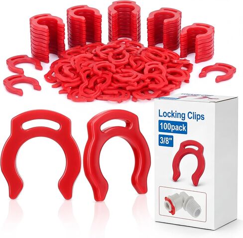 Junkin 100 Pcs Locking Clips 1/4" Reverse Osmosis Clip RO Water Line Clips Red Clip, Connection Fittings Clamps for RO Reverse Osmosis Water Filter Fittings in Kuwait