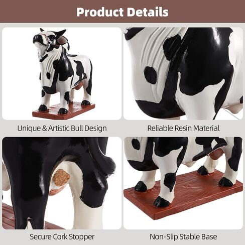 Animal-Shaped Bull Liquor Dispenser, Decorative Wine Dispenser with Stable Wood Base, 3 X 7.9 X 6.9 in Beverage Container for Home Bar in Kuwait