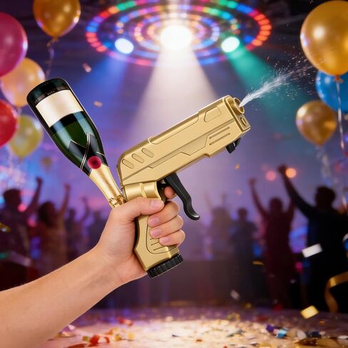 Alloy Champagne Gun, Gold Beer Shooter, Single-Handed Spray Dispenser, Pistol Style, Switch, Bottle Opener, Wine Stopper, Adult Party Accessories in Kuwait