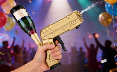 Alloy Champagne Gun, Gold Beer Shooter, Single-Handed Spray Dispenser, Pistol Style, Switch, Bottle Opener, Wine Stopper, Adult Party Accessories in Kuwait