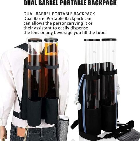 Dual Tank Backpack Drink Dispenser, 3+3 Liter, Backpack Dual Drink Dispenser,Club Beer Liquid Shot Pump Gun Pub Beer Machine, for Bar Party Nightclub Club Outdoor Entertainment,Clear in Kuwait