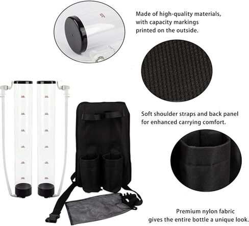 Dual Tank Backpack Drink Dispenser, 3+3 Liter, Backpack Dual Drink Dispenser,Club Beer Liquid Shot Pump Gun Pub Beer Machine, for Bar Party Nightclub Club Outdoor Entertainment,Clear in Kuwait