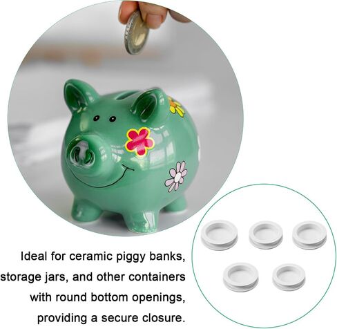 10PCS Piggy Bank Plug Silicone Piggy Bank Stopper, 5 Sizes 28/30/32/34/36mm Replacement Coin Jar Hole Covers, White Saving Box Bank Hole Plug Accessories in Kuwait