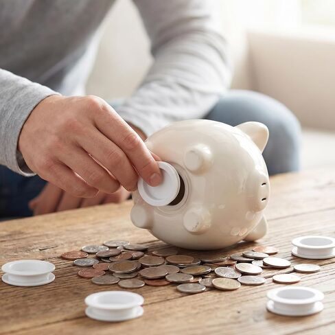 10PCS Piggy Bank Plug Silicone Piggy Bank Stopper, 5 Sizes 28/30/32/34/36mm Replacement Coin Jar Hole Covers, White Saving Box Bank Hole Plug Accessories in Kuwait