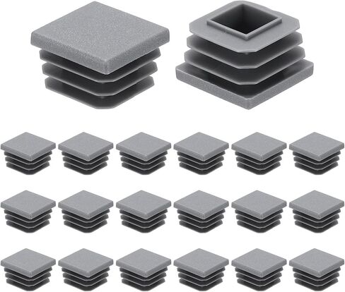 MECCANIXITY 40Pcs Square Plastic Plugs, 1x1(25x25mm) Fits 0.03-0.08''(0.8-2mm) Wall Thickness, Tubing End Caps Insert End Caps for Furniture Legs Fence Posts Industrial Tubing, Deep Grey in Kuwait
