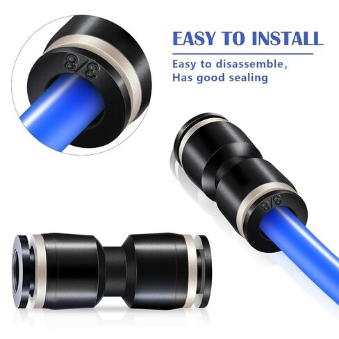 Moxweyeni Push to Connect Fittings Air Line Pneumatic Fittings Kit 28 Pieces Air Quick Disconnect Tube Truck Release Connectors Hose Tube Union 7 Spliters+7 Elbows+7 Tee+7 Straight(3/8 Inch OD) in Kuwait