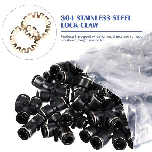 Moxweyeni Push to Connect Fittings Air Line Pneumatic Fittings Kit 28 Pieces Air Quick Disconnect Tube Truck Release Connectors Hose Tube Union 7 Spliters+7 Elbows+7 Tee+7 Straight(3/8 Inch OD) in Kuwait