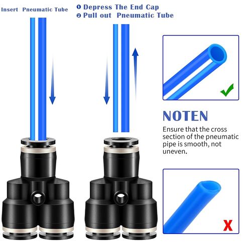 Moxweyeni Push to Connect Fittings Air Line Pneumatic Fittings Kit 28 Pieces Air Quick Disconnect Tube Truck Release Connectors Hose Tube Union 7 Spliters+7 Elbows+7 Tee+7 Straight(3/8 Inch OD) in Kuwait
