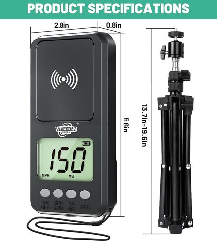 Baseball Speed Radar Gun with Tripod, Rotatable Radar for Pitching & Swing Training, Baseball Speed Gun, LCD Display, Handheld or Hands-Free Baseball Radar Speed Trainer in Kuwait