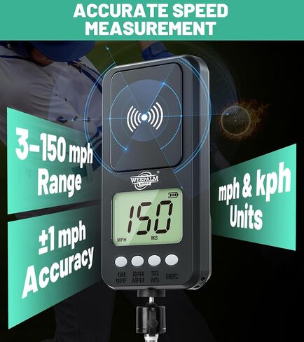 Baseball Speed Radar Gun with Tripod, Rotatable Radar for Pitching & Swing Training, Baseball Speed Gun, LCD Display, Handheld or Hands-Free Baseball Radar Speed Trainer in Kuwait