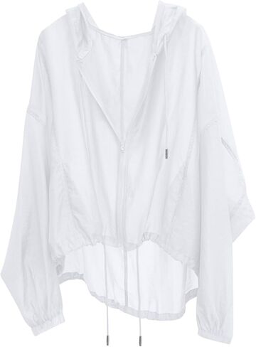Mesh Sheer Jacket for Women Long Sleeve Sun Protection Hoodies | Womens Lightweight UPF 50+ Hooded Casual Zipper Shirts Outwear Loose Fit Casual Beach Jacket Vacation Outfit in Kuwait