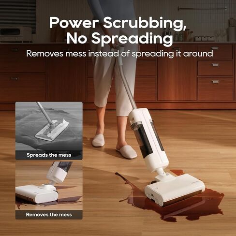 DREAME FloorX 110 Plus ممسحة جافة ورطبة لاسلكية، منظف جاف رطب لاسلكي مع تنظيف 600 دورة في الدقيقة، ممسحة كهربائية مع تجفيف بالهواء الساخن 149 درجة فهرنهايت، نظام خزان مزدوج، تصميم مسطح 180 درجة للتنظيف العميق للأرضيات الصلبة in Kuwait