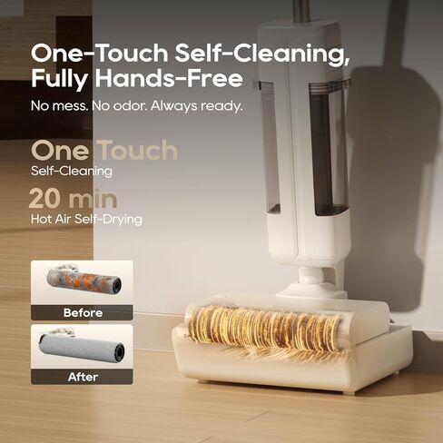 DREAME FloorX 110 Plus ممسحة جافة ورطبة لاسلكية، منظف جاف رطب لاسلكي مع تنظيف 600 دورة في الدقيقة، ممسحة كهربائية مع تجفيف بالهواء الساخن 149 درجة فهرنهايت، نظام خزان مزدوج، تصميم مسطح 180 درجة للتنظيف العميق للأرضيات الصلبة in Kuwait