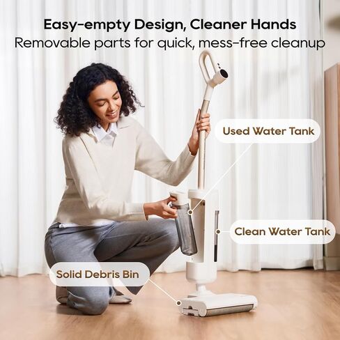 DREAME FloorX 110 Plus ممسحة جافة ورطبة لاسلكية، منظف جاف رطب لاسلكي مع تنظيف 600 دورة في الدقيقة، ممسحة كهربائية مع تجفيف بالهواء الساخن 149 درجة فهرنهايت، نظام خزان مزدوج، تصميم مسطح 180 درجة للتنظيف العميق للأرضيات الصلبة in Kuwait
