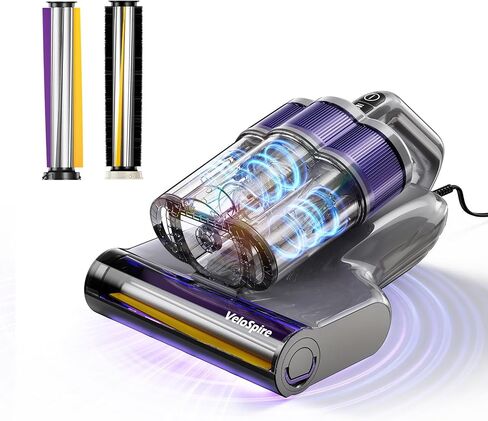Bed Vacuum Cleaner, 20kPa Handheld Mattress Vacuum Cleaner with 253.7nm UV-C Light, Ultrasonic & 149°F Heating, Triple-Cup, Pet Hair Brush for Cleaning Bed, Sofa, Corded 650W in Kuwait
