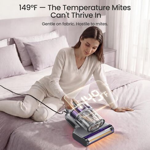 Bed Vacuum Cleaner, 20kPa Handheld Mattress Vacuum Cleaner with 253.7nm UV-C Light, Ultrasonic & 149°F Heating, Triple-Cup, Pet Hair Brush for Cleaning Bed, Sofa, Corded 650W in Kuwait