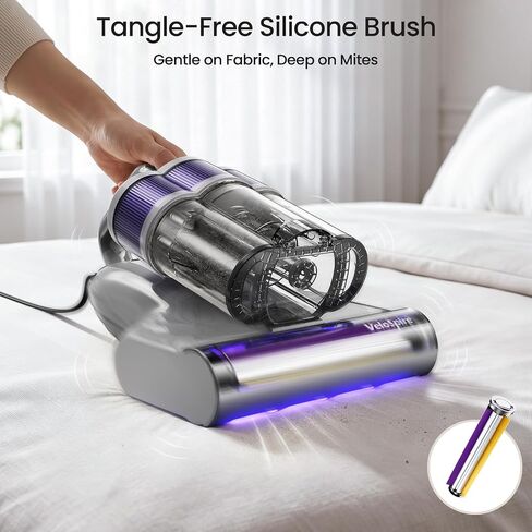 Bed Vacuum Cleaner, 20kPa Handheld Mattress Vacuum Cleaner with 253.7nm UV-C Light, Ultrasonic & 149°F Heating, Triple-Cup, Pet Hair Brush for Cleaning Bed, Sofa, Corded 650W in Kuwait