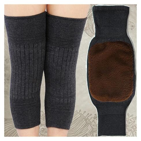 2Pcs Pads Winter Warm Men and Women Wool Knee Protection Plus Velvet Protective Clothing for Ski Cycling(Brown Fur Black) in Kuwait