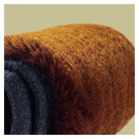 2Pcs Pads Winter Warm Men and Women Wool Knee Protection Plus Velvet Protective Clothing for Ski Cycling(Brown Fur Black) in Kuwait