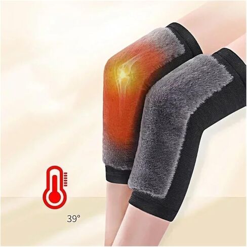 Winter Warm Knee Pads for Women Men Cold Leg Kneepad Knee Support Rabbit Fur Running Protector for Ski Cycling(Long Grey,XXL) in Kuwait
