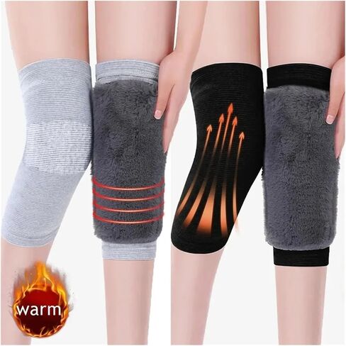 Winter Plush Knee Pads Warm Men Women Wool Protection Knee Velvet Wind and Cold Protective Knee Guard for Ski Cycling(Grey,XXL) in Kuwait