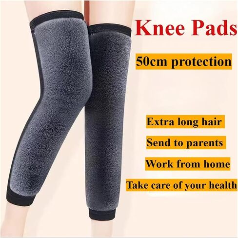 Winter Warm Knee Pads for Women Men Cold Leg Kneepad Knee Support Rabbit Fur Running Protector for Ski Cycling(Grey,L) in Kuwait