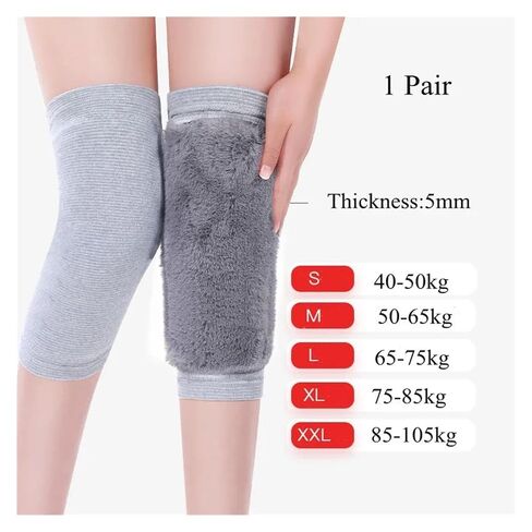 Winter Plush Knee Pads Warm Men Women Wool Protection Knee Velvet Wind and Cold Protective Knee Guard for Ski Cycling(Black,S) in Kuwait