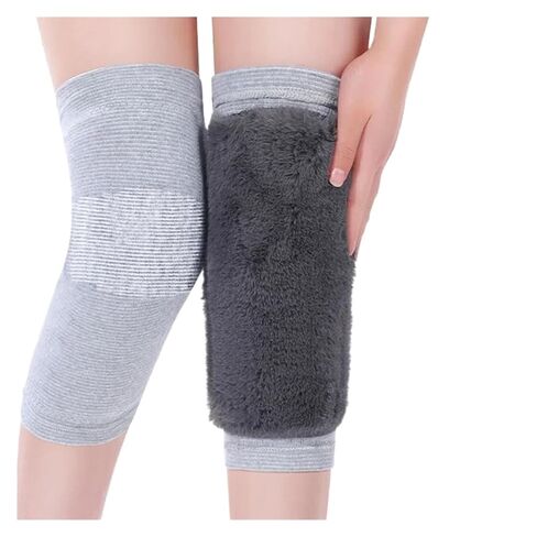 وسادات ركبة دافئة للشتاء للحماية من برودة الأرجل، واقيات أرجل رياضية مخملية لركوب الدراجات في التزلج (رمادي فاتح، مقاس XL) in Kuwait