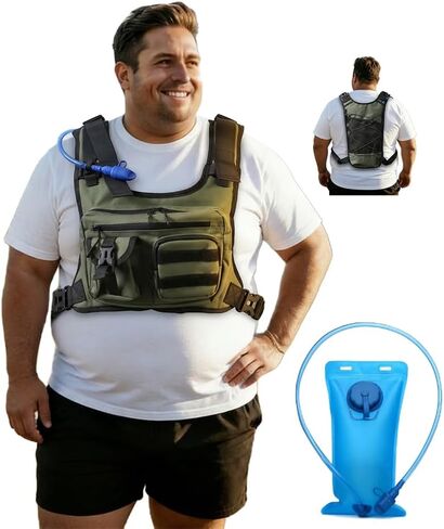 King Mills Plus Size Weighted Vest with Water Pouch | 2L Bottle, 6 Pockets for Accessories, Bounce Free Fit, For Marathon, Hiking & Cycling in Kuwait