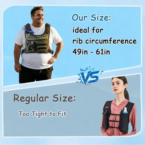 King Mills Plus Size Weighted Vest with Water Pouch | 2L Bottle, 6 Pockets for Accessories, Bounce Free Fit, For Marathon, Hiking & Cycling in Kuwait