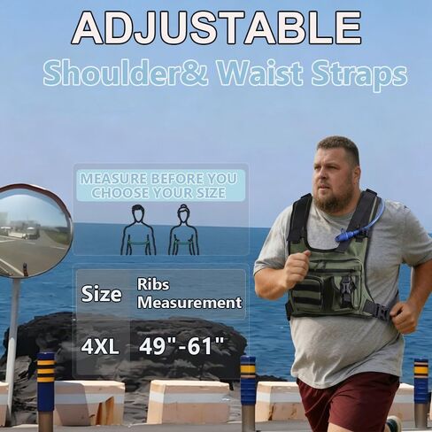 King Mills Plus Size Weighted Vest with Water Pouch | 2L Bottle, 6 Pockets for Accessories, Bounce Free Fit, For Marathon, Hiking & Cycling in Kuwait