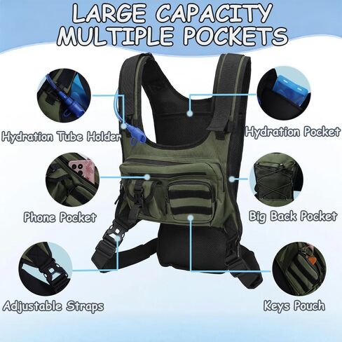 King Mills Plus Size Weighted Vest with Water Pouch | 2L Bottle, 6 Pockets for Accessories, Bounce Free Fit, For Marathon, Hiking & Cycling in Kuwait
