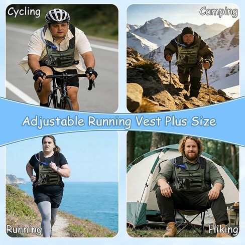 King Mills Plus Size Weighted Vest with Water Pouch | 2L Bottle, 6 Pockets for Accessories, Bounce Free Fit, For Marathon, Hiking & Cycling in Kuwait